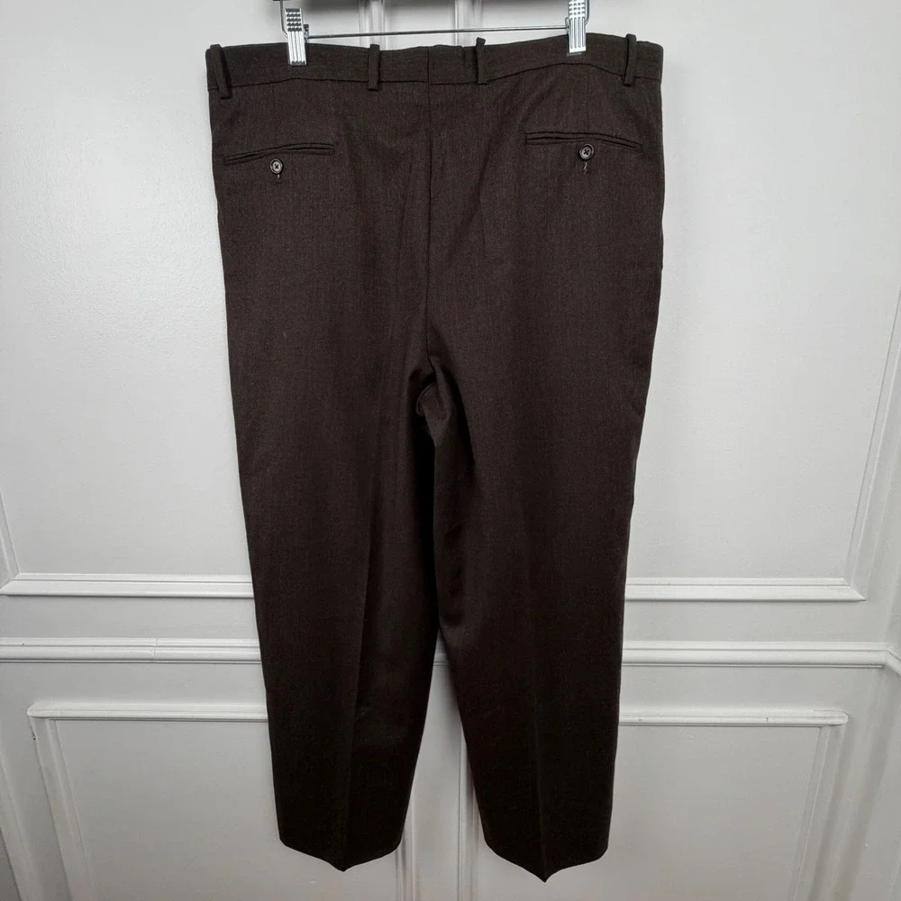 Cricketeer Mens Vintage Pleated Dress Pants Brown Straight Leg Size 42 RN 77219